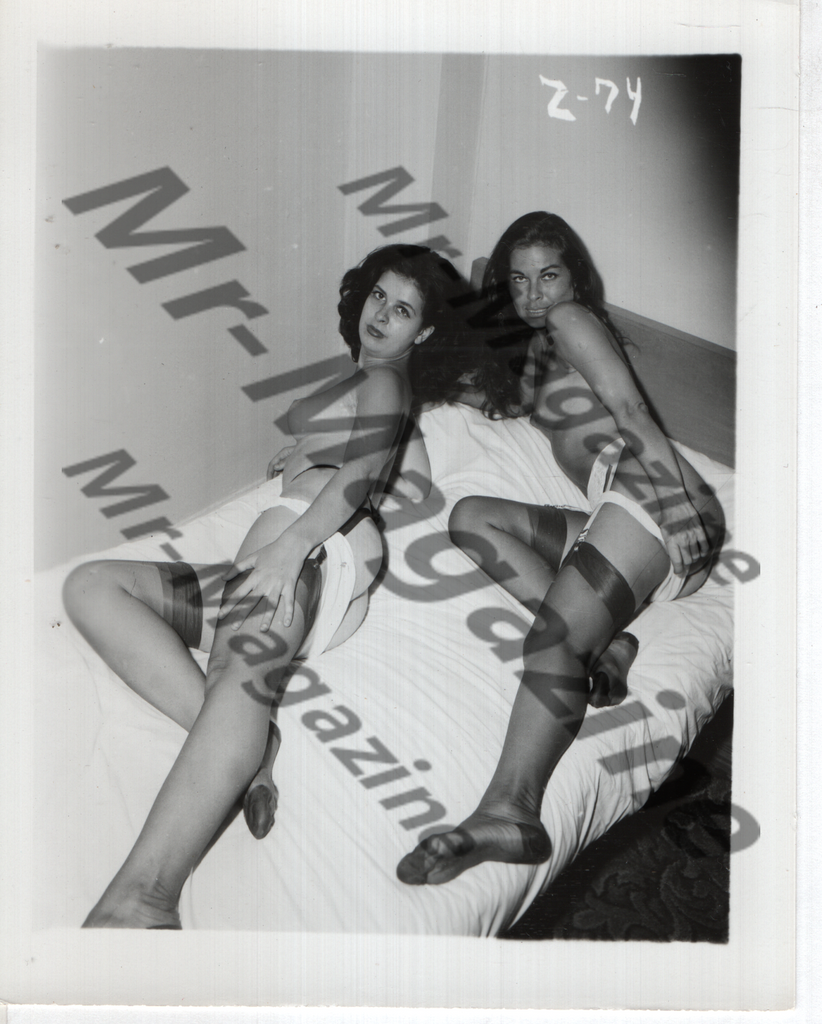 Adult Vintage B&W Pinup Photo 4"x5" Brunette Lingerie Models CF-28