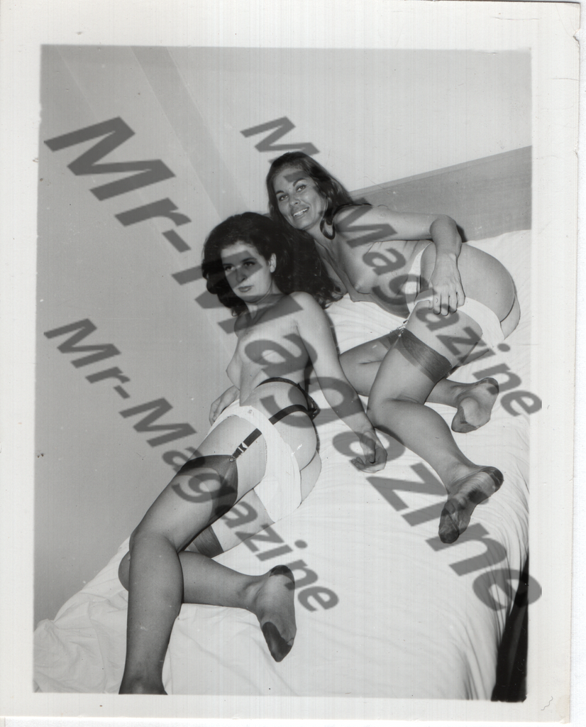 Adult Vintage B&W Pinup Photo 4"x5" Brunette Lingerie Models CF-29