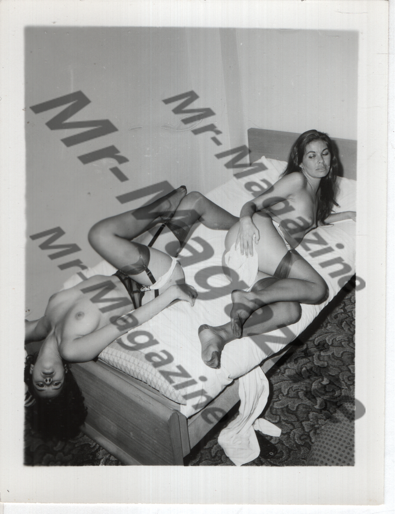 Adult Vintage B&W Pinup Photo 4"x5" Brunette Lingerie Models CF-30