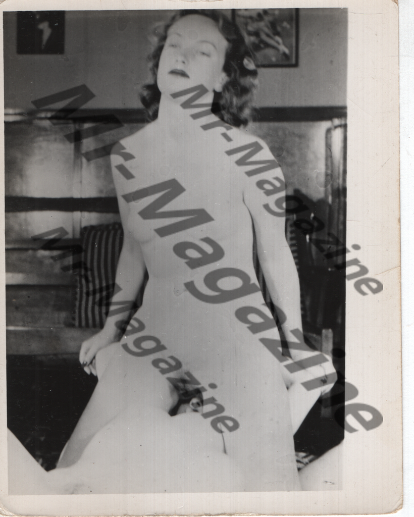 Adult Vintage B&W Pinup Photo 4"x5" Lesbian Interest Brunette Nude Models Cunnilingus CE-58