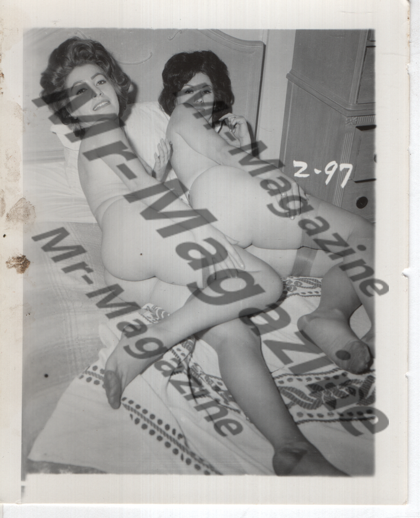 Adult Vintage B&W Pinup Photo 4"x5" Brunette Lingerie Models CF-32