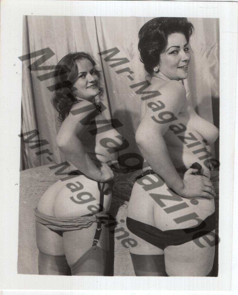 Adult Vintage B&W Pinup Photo 4"x5" Brunette Lingerie Models CE-92