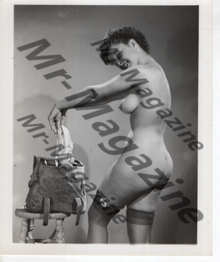 Adult Vintage B&W Pinup Photo 4"x5" Brunette Lingerie Model CF-53
