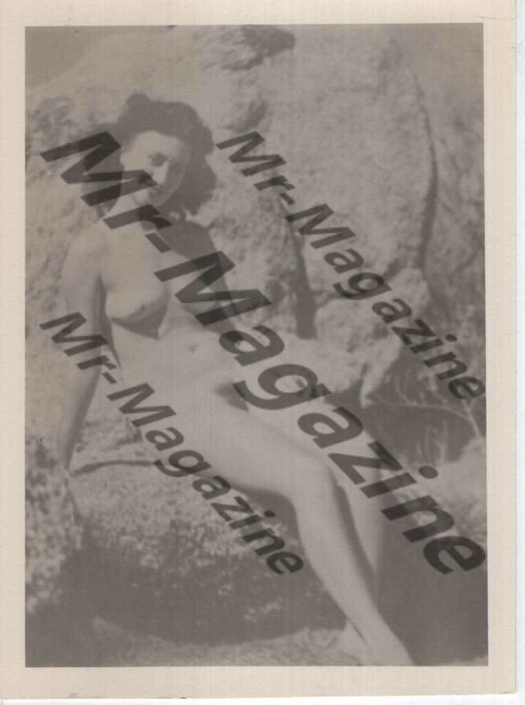 Adult Vintage B&W Pinup Photo 4"x5" Brunette Nude Model Outdoors CF-75