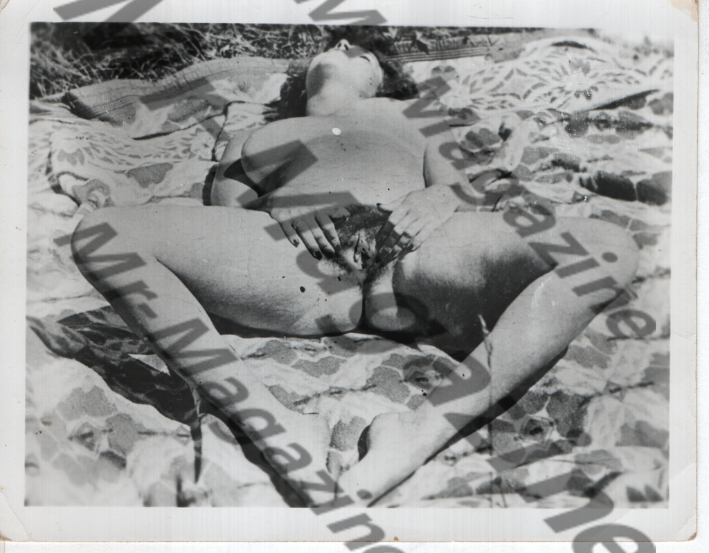 Adult Vintage B&W Pinup Photo 4"x5" Brunette Nude Outdoor Model CF-73