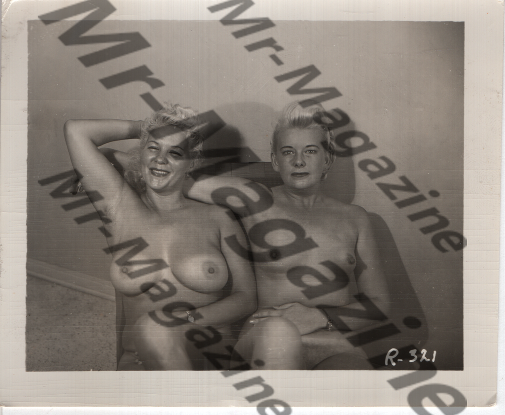 Adult Vintage B&W Pinup Photo 4"x5" Lesbian Interest Blonde Nude Models CF-95