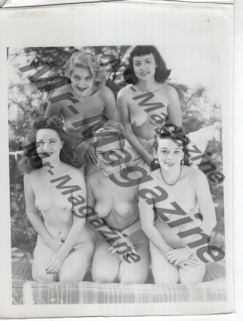 Adult Vintage B&W Pinup Photo 4"x5" Blonde & Brunette Nude Models CG-18