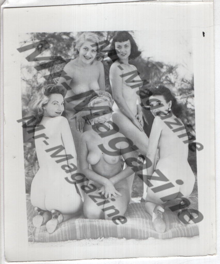 Adult Vintage B&W Pinup Photo 4"x5" Blonde & Brunette Nude Models CG-19