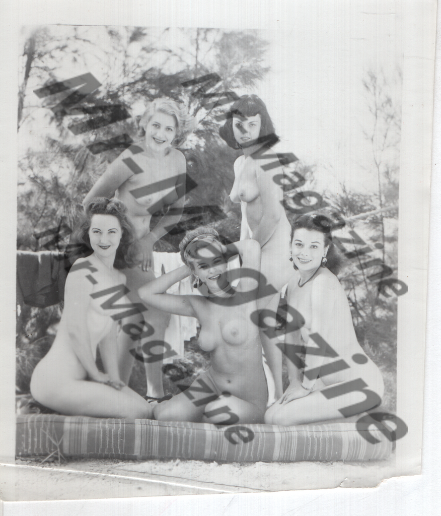 Adult Vintage B&W Pinup Photo 4"x5" Blonde & Brunette Nude Models CG-20