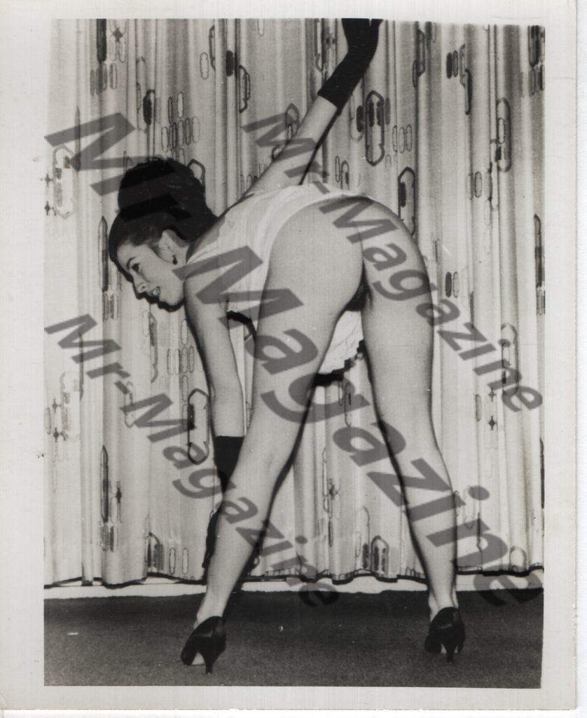 Adult Vintage B&W Pinup Photo 4"x5" Brunette Lingerie Model Striptease CF-69