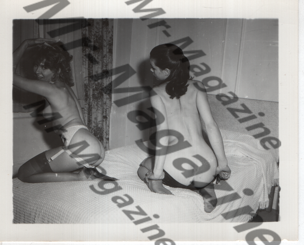 Adult Vintage B&W Pinup Photo 4"x5" Brunette Lingerie Models CF-61