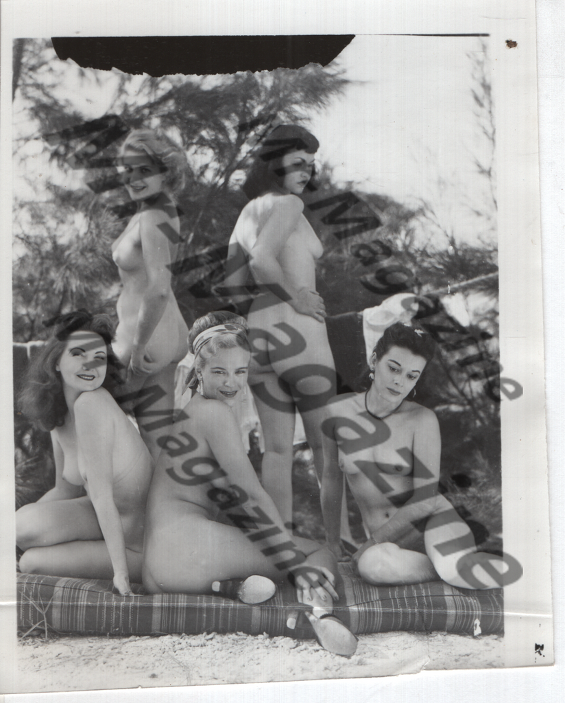 Adult Vintage B&W Pinup Photo 4"x5" Blonde & Brunette Nude Models CG-21