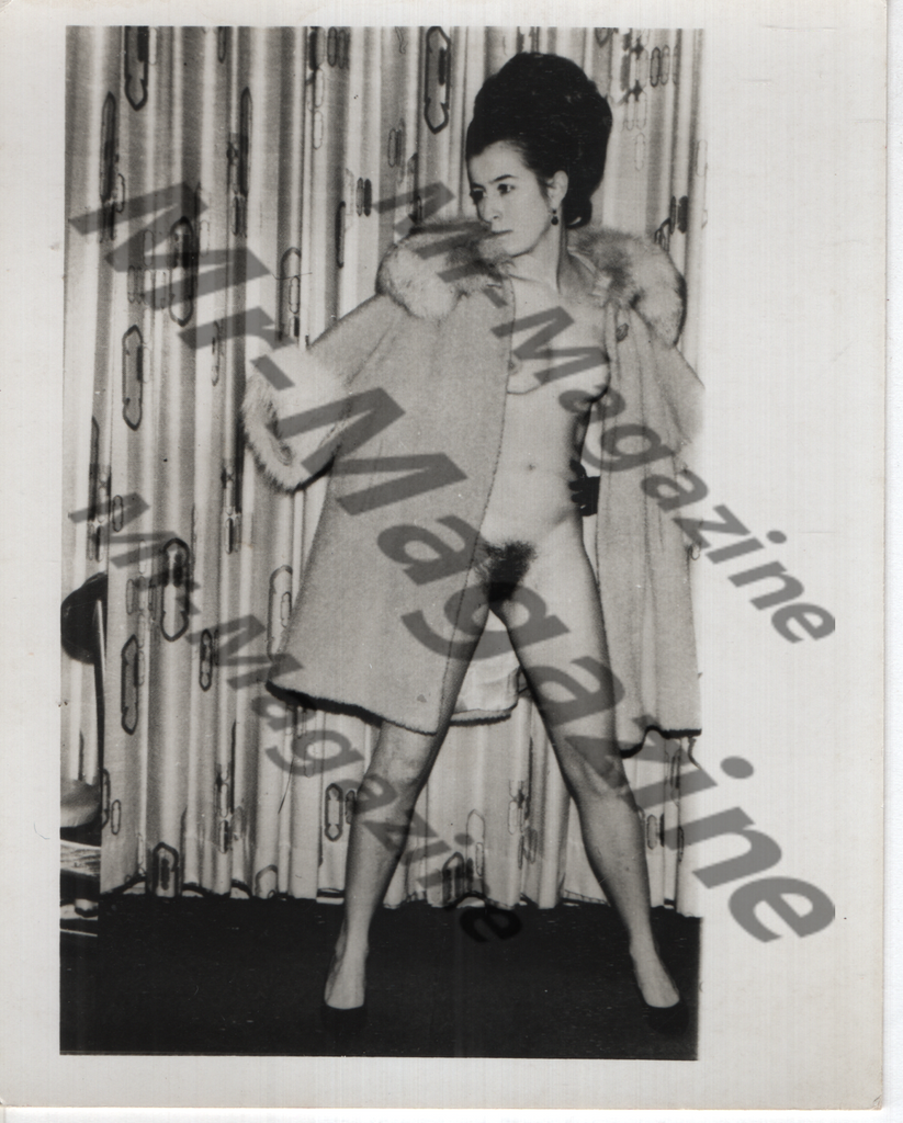 Adult Vintage B&W Pinup Photo 4"x5" Brunette Lingerie Model Striptease CF-67