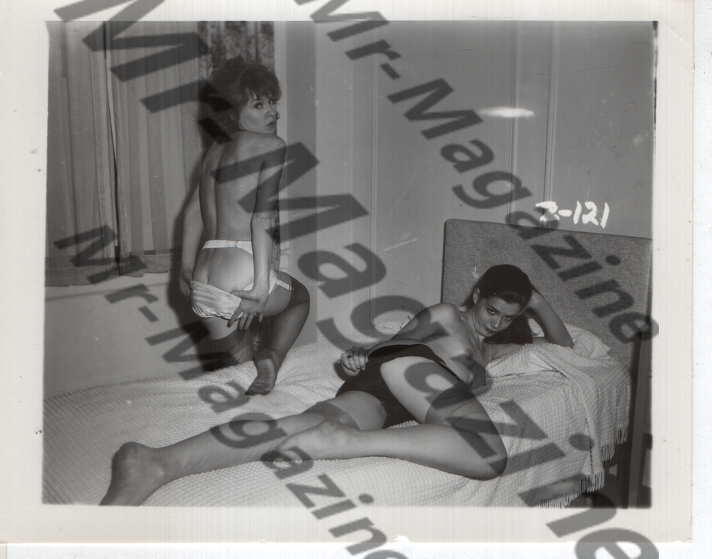 Adult Vintage B&W Pinup Photo 4"x5" Brunette Lingerie Models CF-62