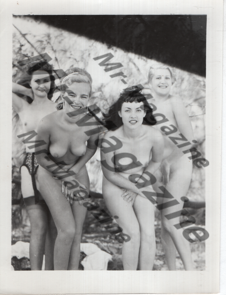 Adult Vintage B&W Pinup Photo 4"x5" Blonde & Brunette Nude Models CG-22