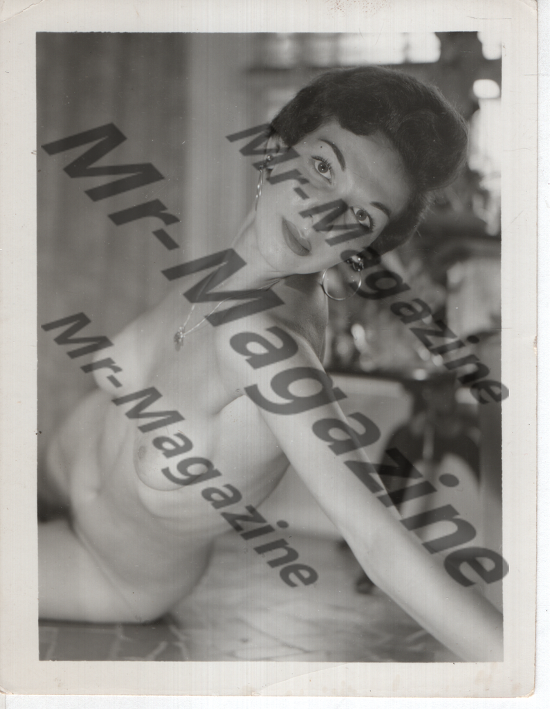 Adult Vintage B&W Pinup Photo 4"x5" Brunette Nude Model CF-83