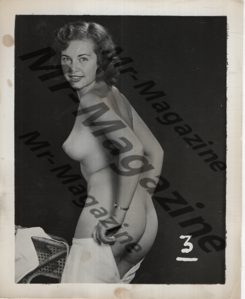 Adult Vintage B&W Pinup Photo 4"x5" Brunette Nude Model CF-79