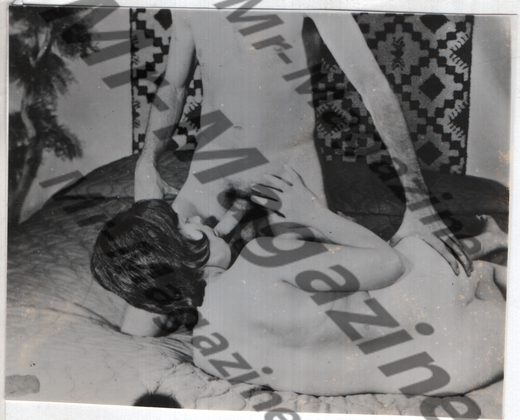 Adult Vintage B&W Pinup Photo 4"x3.5" Straight Interest Brunet Nude Models Fellatio CG-67