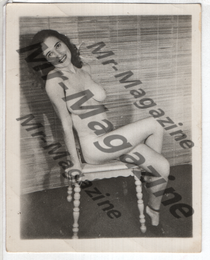 Adult Vintage B&W Pinup Photo 3"x3.5" Brunette Nude Model CH-16