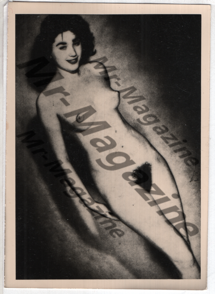 Adult Vintage B&W Pinup Photo 3"x4" Brunette Nude Model CH-40