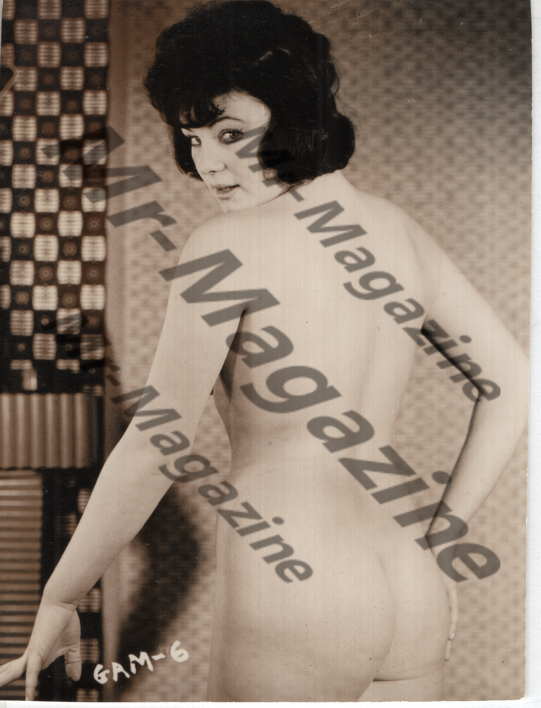 Adult Vintage B&W Pinup Photo 4"x3.5" Brunette Nude Model CG-85