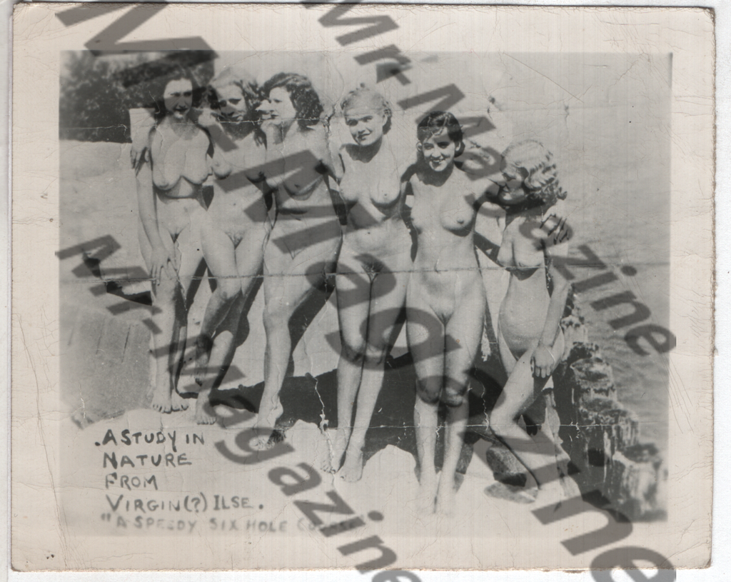 Adult Vintage B&W Pinup Photo 3"x4" Blonde & Brunette Nude Models Virgin Islands CH-05