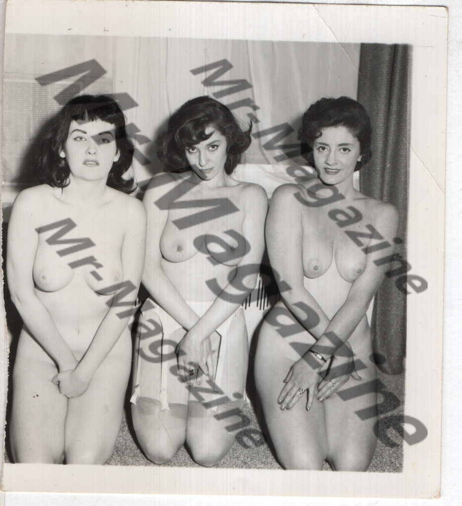 Adult Vintage B&W Pinup Photo 3.5"x3.5" Brunette Lingerie Models CH-07