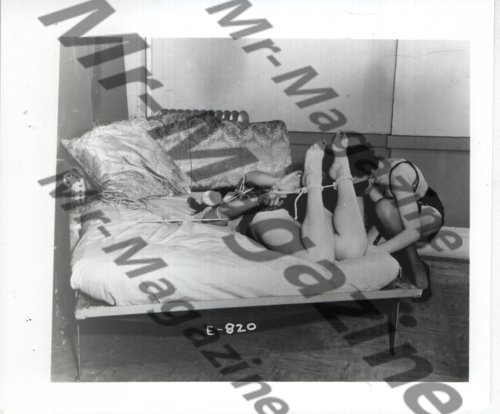 Adult Vintage B&W Pinup Photo 4"x5" BDSM Lesbian Interest Brunette Lingerie Models Bound CH-95