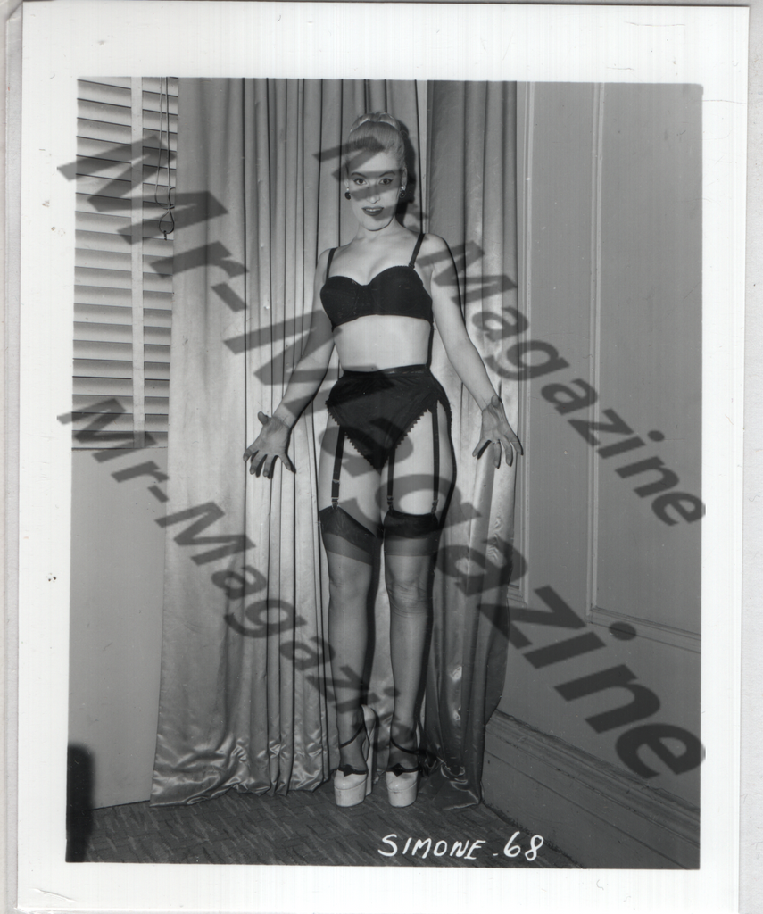 Adult Vintage B&W Pinup Photo 4"x5" Blonde Lingerie Model Simone CI-31