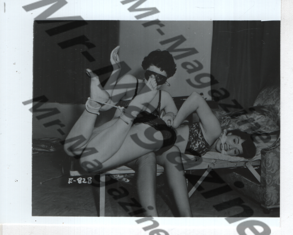 Adult Vintage B&W Pinup Photo 4"x5" BDSM Lesbian Interest Bettie Page Bound In Lingerie CH-87