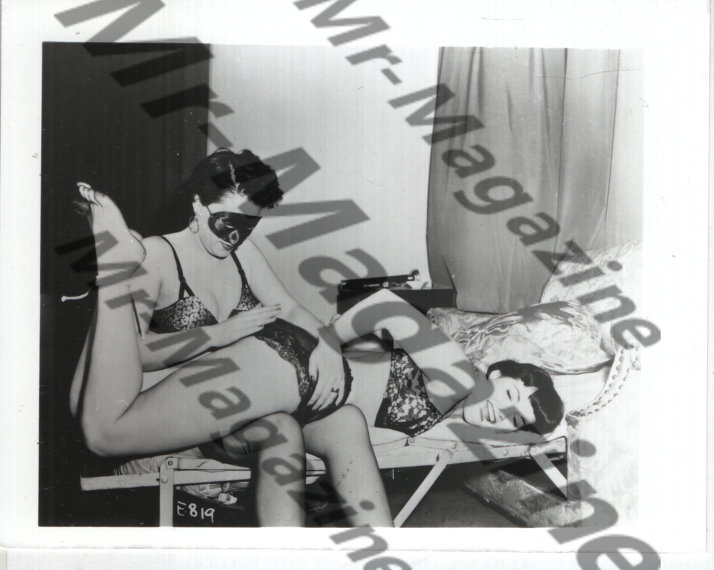 Adult Vintage B&W Pinup Photo 4"x5" BDSM Lesbian Interest Bettie Page Lingerie Bound Spanking CH-90