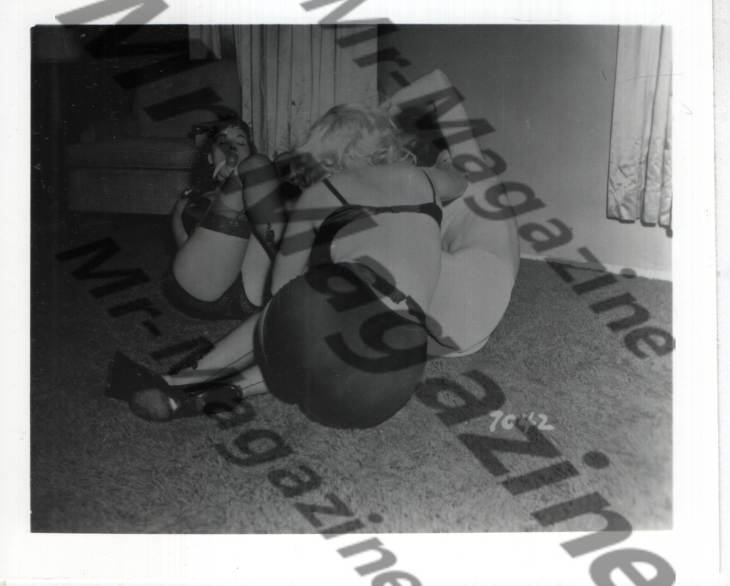 Adult Vintage B&W Pinup Photo 4"x5" BDSM Lesbian Interest Bettie Page Lingerie Bound & Gagged CH-92