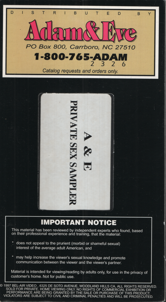 Private Sex Sampler Adam & Eve VHS 071024EBVHS