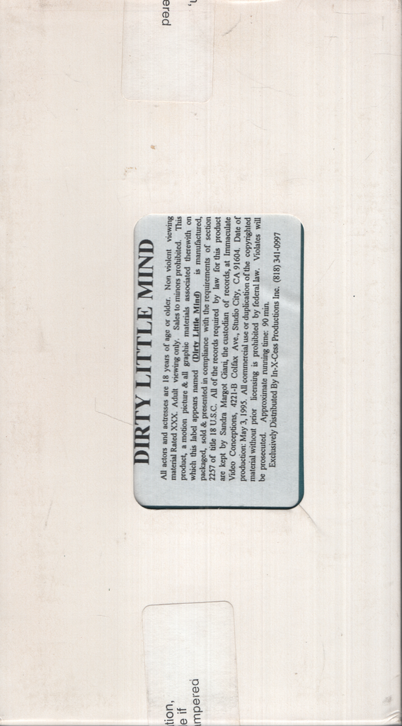 Dirty Little Mind In-X-Cess Productions VHS 1995 071624EBVHS