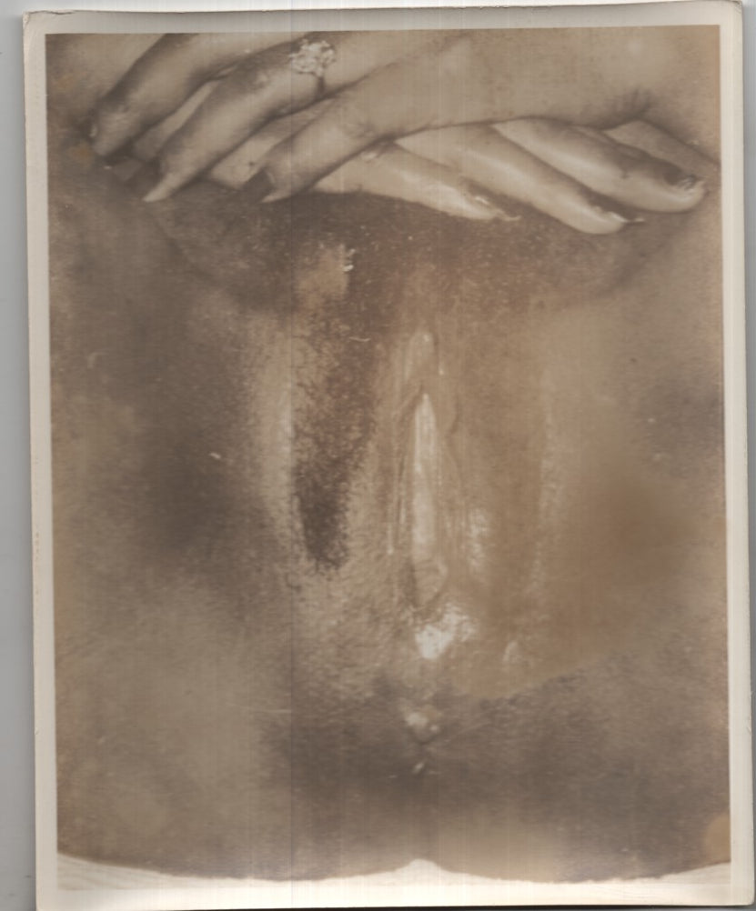 Ebony Trimmed Pussy & Asshole Close-up  8"x10" B&W Adult Photograph 020926AKPH-A6