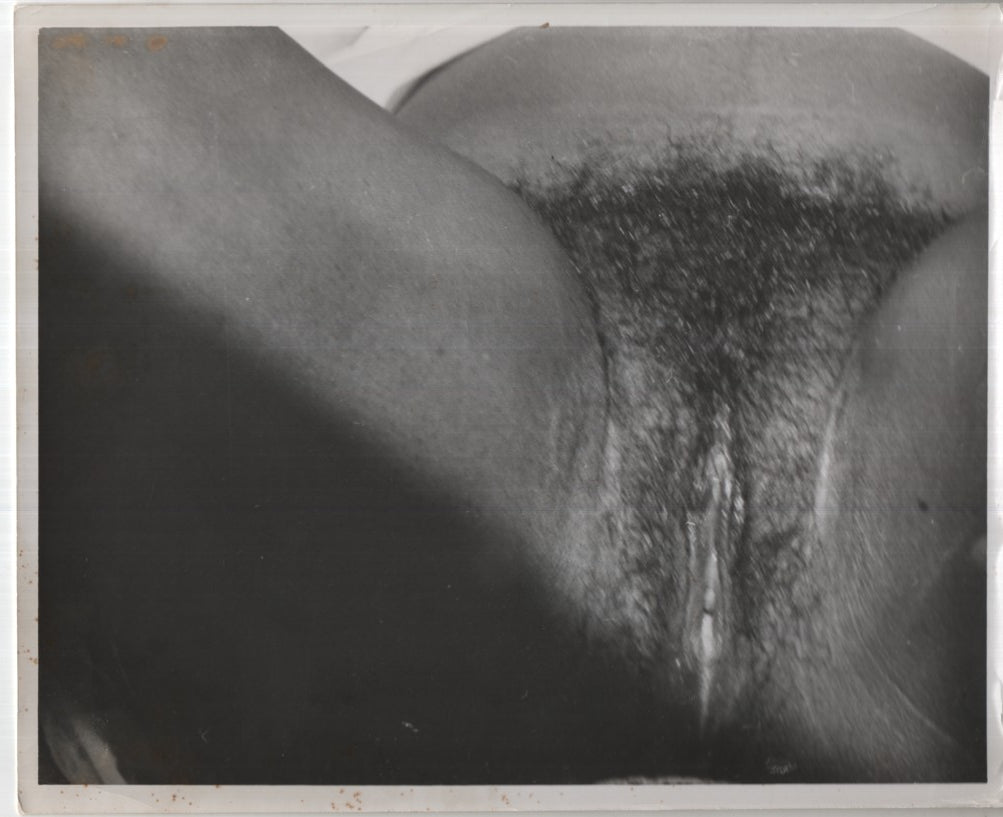 Ebony Legs Spread Close-Up Wet Pussy and Bush 8"x10" B&W Adult Photograph 020926AKPH-A40