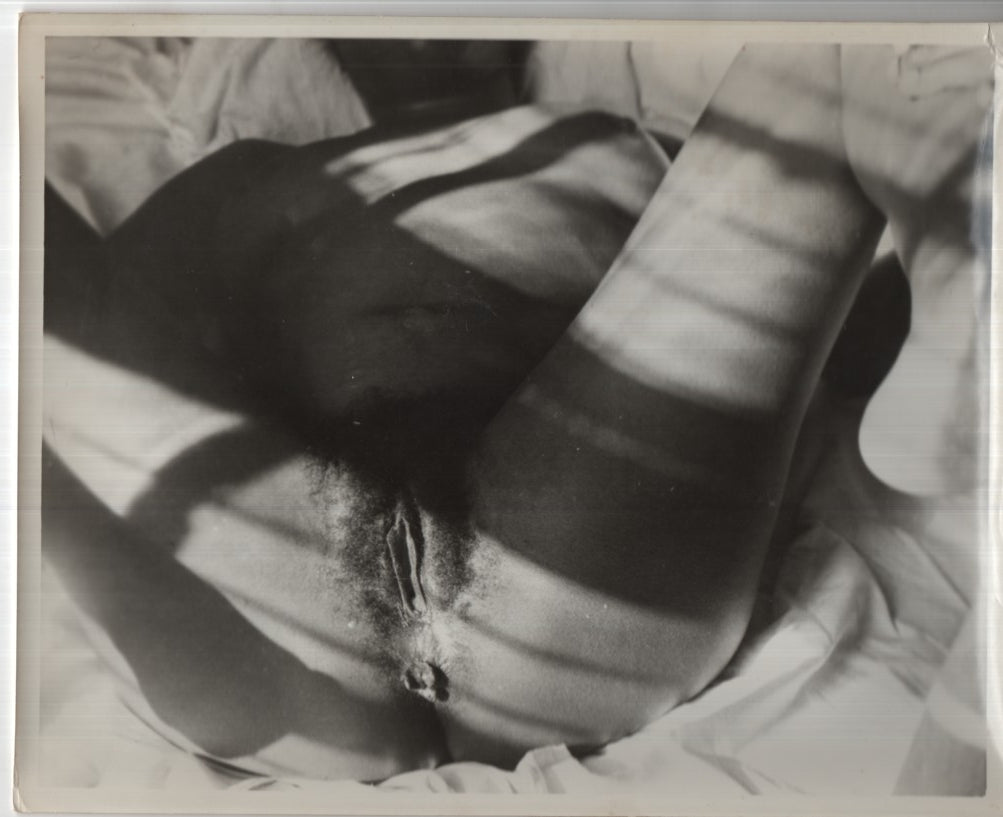 Ebony Fully Nude with Legs Spread Presenting Pussy and Asshole 8"x10" B&W Adult Photograph 020926AKPH-A53