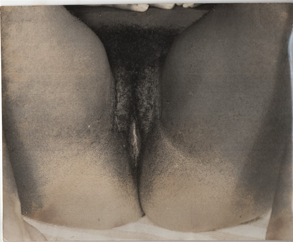 Ebony Close-Up Presenting Pussy with Black Bush 8"x10" B&W 1950s Vintage Adult Photograph 020926AKPH-A82