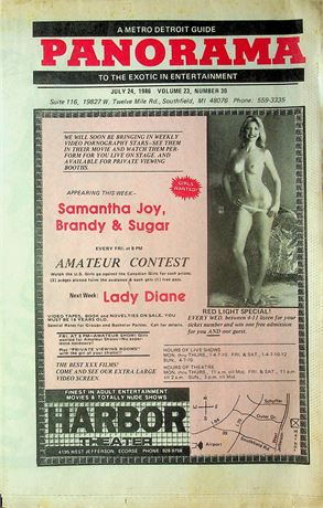 Panorama Detroit Tour Guide Magazine Ft. Samantha Joy, Brandy & Sugar July 24 1986 101025RP-