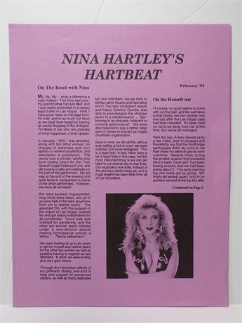 Nina Hartley's Heartbeat Feb 1994 Fan Club Mailer 060425WP-2