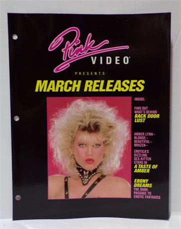 Amber Lynn in A Taste of Amber, Pink Video 1988 March Releases Slick Ad Sheet ASO1-115
