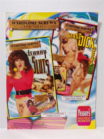 Hardcore Screws The Series Tranny Sluts & Giant Dick Chicks 1997 Video Ad Slick Sheet 060425WP-53