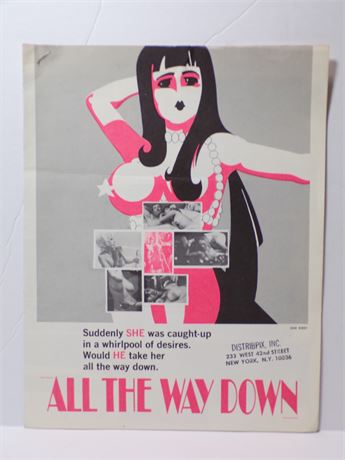 "All The Way Down" Canyon 1970's Sexploitation Film Press Kit Foldout 060425WP-133