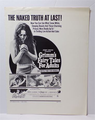 Grimm's Fairy Tales for Adults, M Liljedahl 1970's Sexploitation Film Press Kit Sheet 060425WP-106