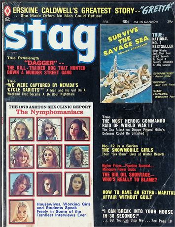 Stag Magazine ft. Erskine Caldwell Feb 1974 111325AKP-74