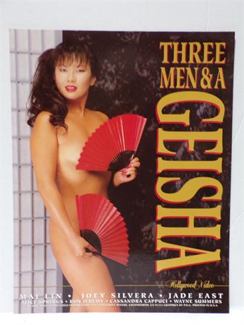 Mai Lin & Jade East in Three Men & A Geisha, Hollywood Video 1990 Slick Ad Sheet ASO1-91