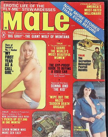 Male Magazine ft. Charlie Finley, Karin April 1974 111325AKP-59