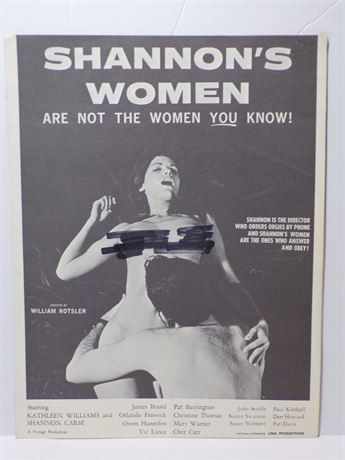 "Shannon's Women" Shannon Carse 1970's Sexploitation Film Press Kit Foldout 060425WP-135