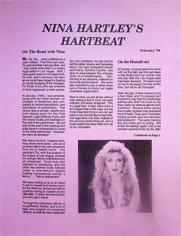 Nina Harley's Hartbeat Fan Club Newsletter February 1994   052825lm-p