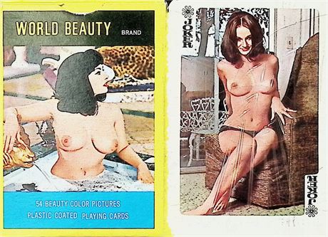 World Beauty British HK Pin Up 1970s Adult Nude Models Sealed Playing Card Set C25-073124AMP